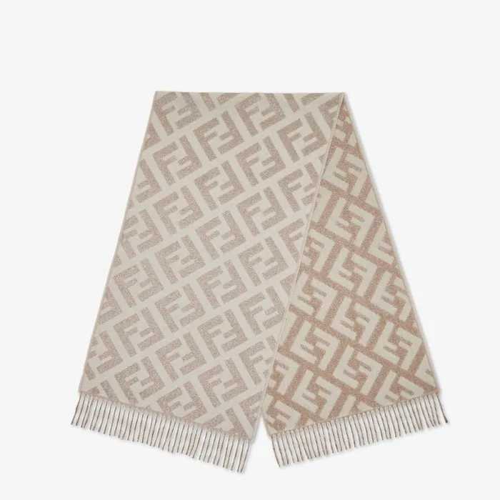 Fendi Scarves and Ponchos FF Scarf White Cashmere Scarf 8211 Women