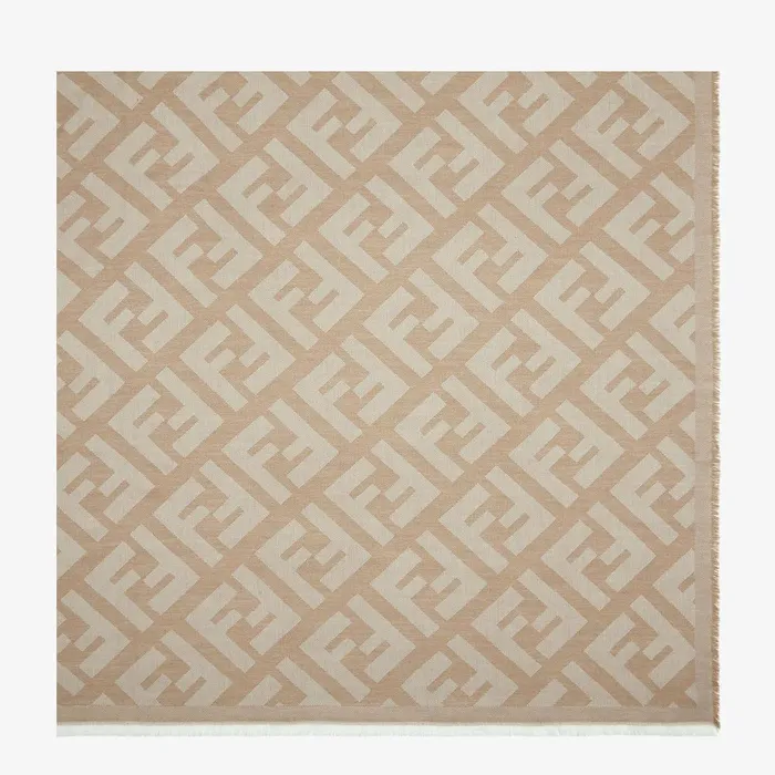 Fendi Scarves and Ponchos FF Shawl Beige Wool And Cashmere Shawl 8211 Women