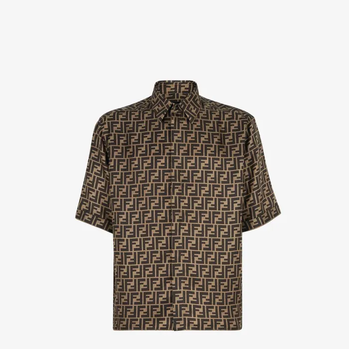 Fendi Shirts Shirt Brown Silk Shirt 8211 Men