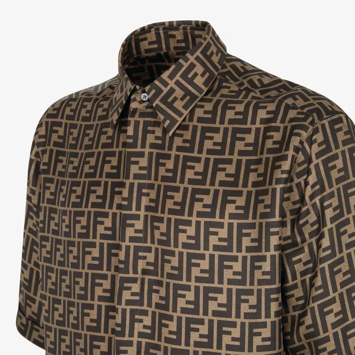 Fendi Shirts Shirt Brown Silk Shirt 8211 Men