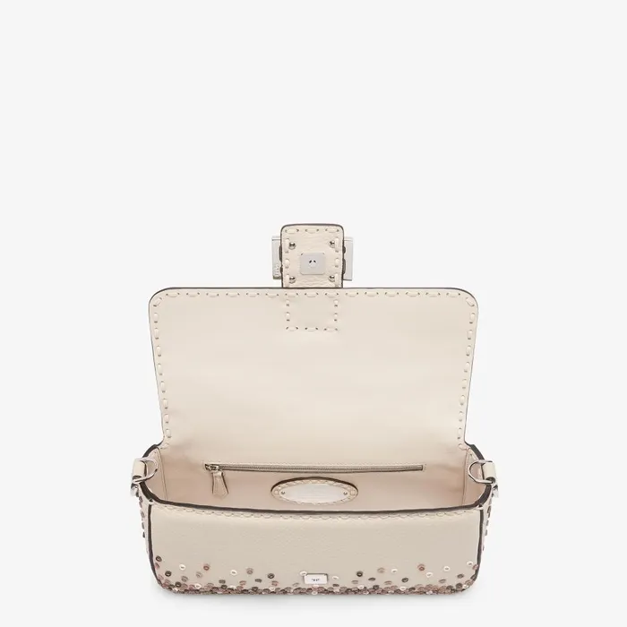 Fendi Shoulder and Crossbody Bags Baguette Camelliacolored Selleria Bag With 3D Flowers And Embroidery 8211 Women