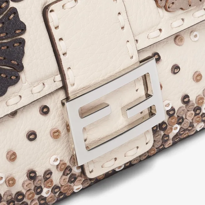 Fendi Shoulder and Crossbody Bags Baguette Camelliacolored Selleria Bag With 3D Flowers And Embroidery 8211 Women