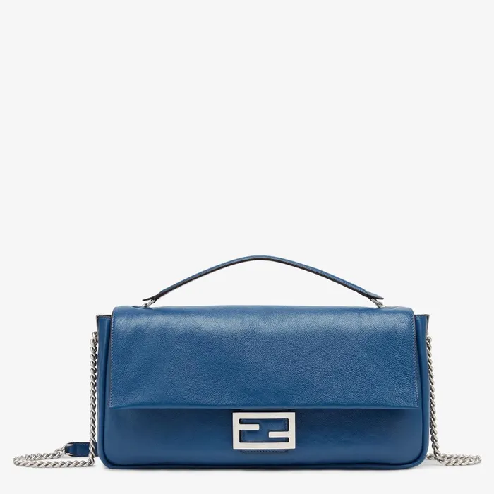 Fendi Shoulder and Crossbody Bags Baguette Chain Large Blue Leather Bag 8211 Women Fendi Shoulder and Crossbody Bags Baguette Chain Large Blue Leather Bag 8211 Women