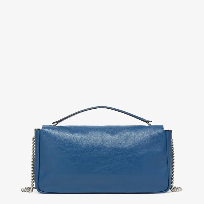 Fendi Shoulder and Crossbody Bags Baguette Chain Large Blue Leather Bag 8211 Women