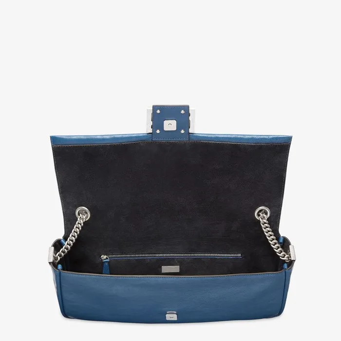 Fendi Shoulder and Crossbody Bags Baguette Chain Large Blue Leather Bag 8211 Women
