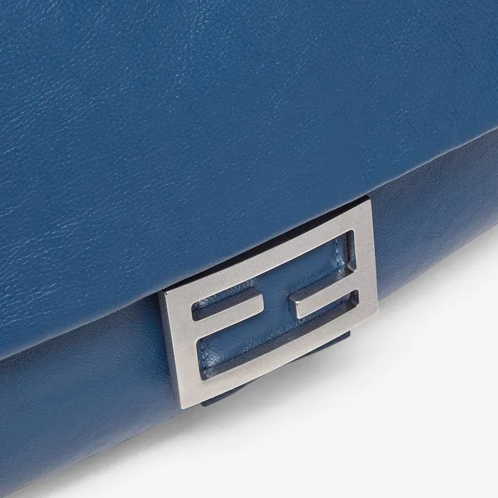Fendi Shoulder and Crossbody Bags Baguette Chain Large Blue Leather Bag 8211 Women