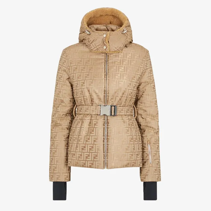 Fendi Skiwear Ski Jacket Beige FF Nylon Jacket 8211 Women