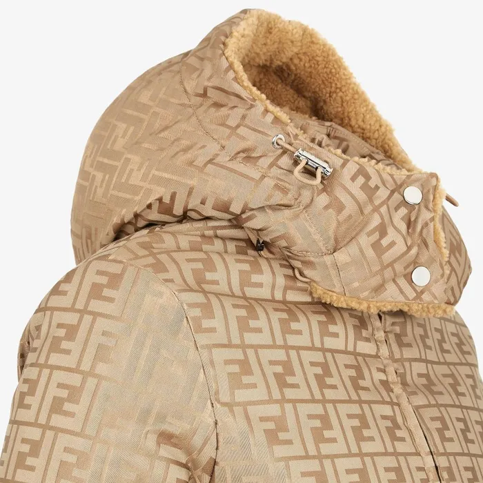 Fendi Skiwear Ski Jacket Beige FF Nylon Jacket 8211 Women