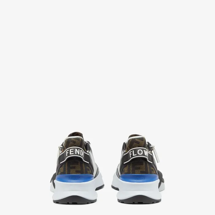 Fendi Sneakers Fendi Flow Sneakers Black Leather And Brown FF Jacquard Running Shoes 8211 Men