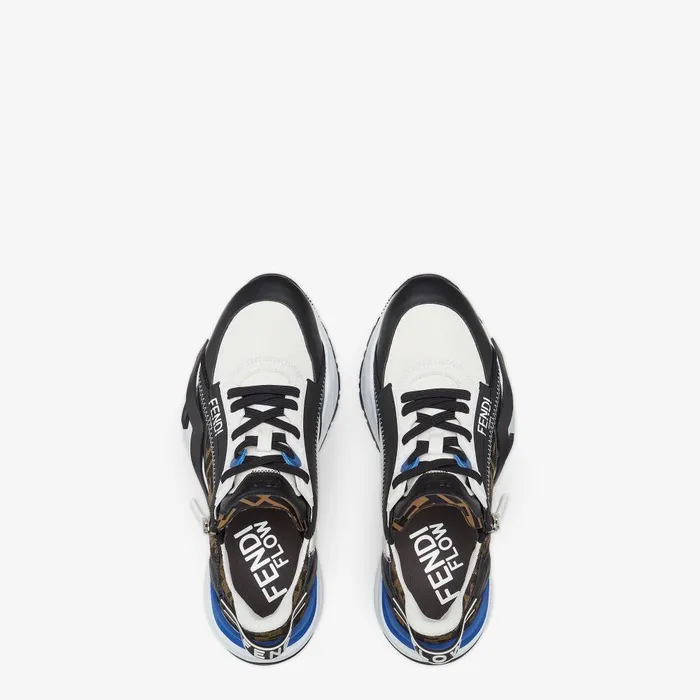 Fendi Sneakers Fendi Flow Sneakers Black Leather And Brown FF Jacquard Running Shoes 8211 Men