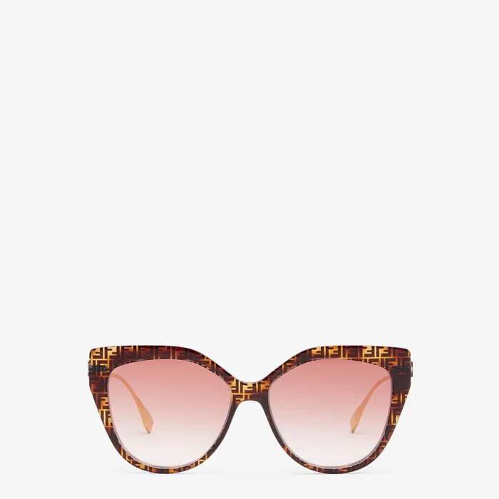 Fendi Sunglasses Baguette FF Havana Acetate And Metal Sunglasses 8211 Women