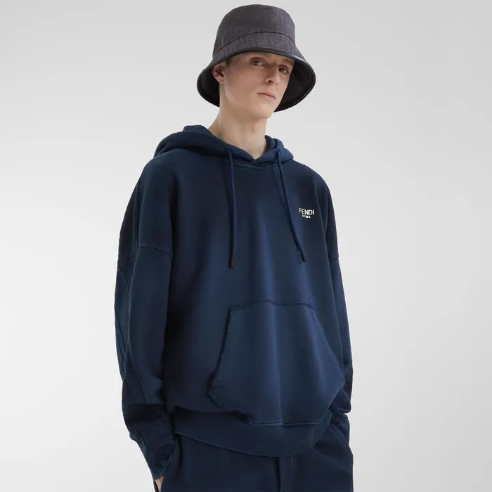 Fendi Sweatshirts Sweatshirt Blue Cotton Sweatshirt 8211 Men