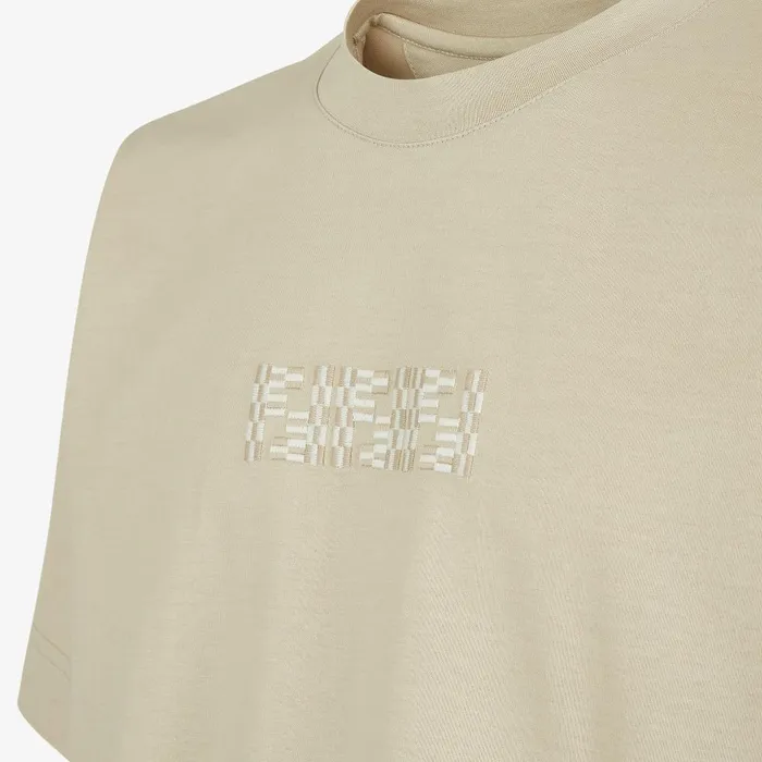 Fendi Tshirts and Polos TShirt Beige Cotton Tshirt 8211 Men