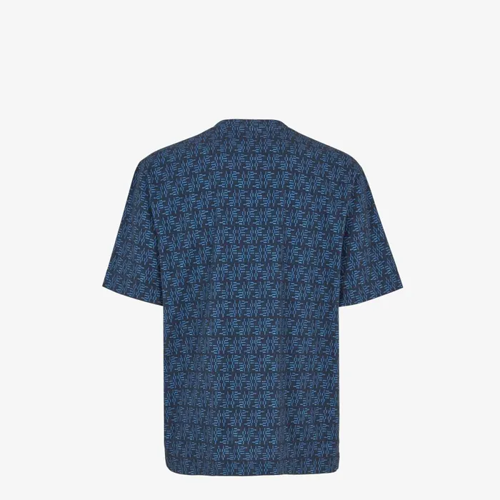 Fendi Tshirts and Polos TShirt FF Labyrinth Blue Cotton Tshirt 8211 Men