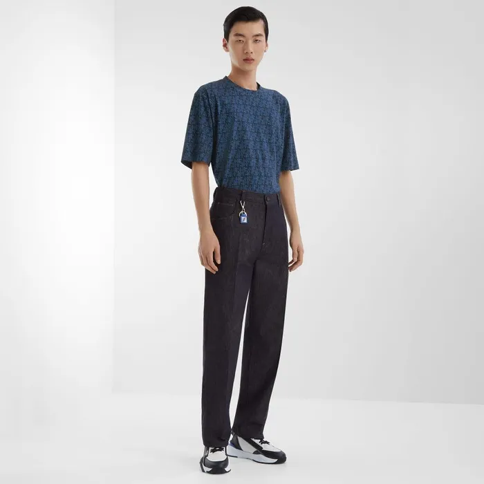 Fendi Tshirts and Polos TShirt FF Labyrinth Blue Cotton Tshirt 8211 Men