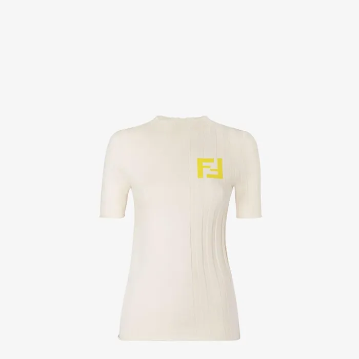 Fendi Tshirts and Sweatshirts Sweater Beige Cotton Sweater 8211 Women