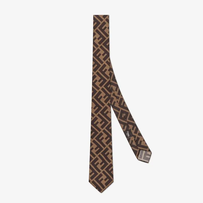 Fendi Ties Tie Brown Silk Necktie 8211 Men