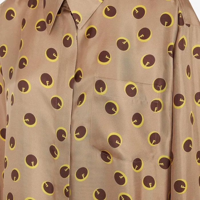 Fendi Tops and Shirts Shirt Light Brown Printed Silk Shirt 8211 Women