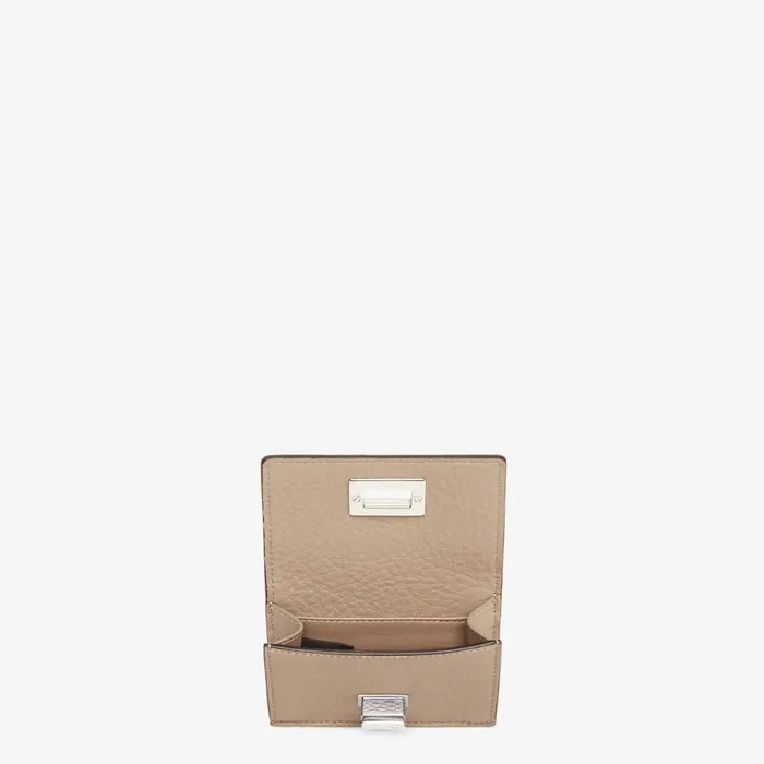 Fendi Wallets Peekaboo Micro Trifold Beige Leather Wallet 8211 Women