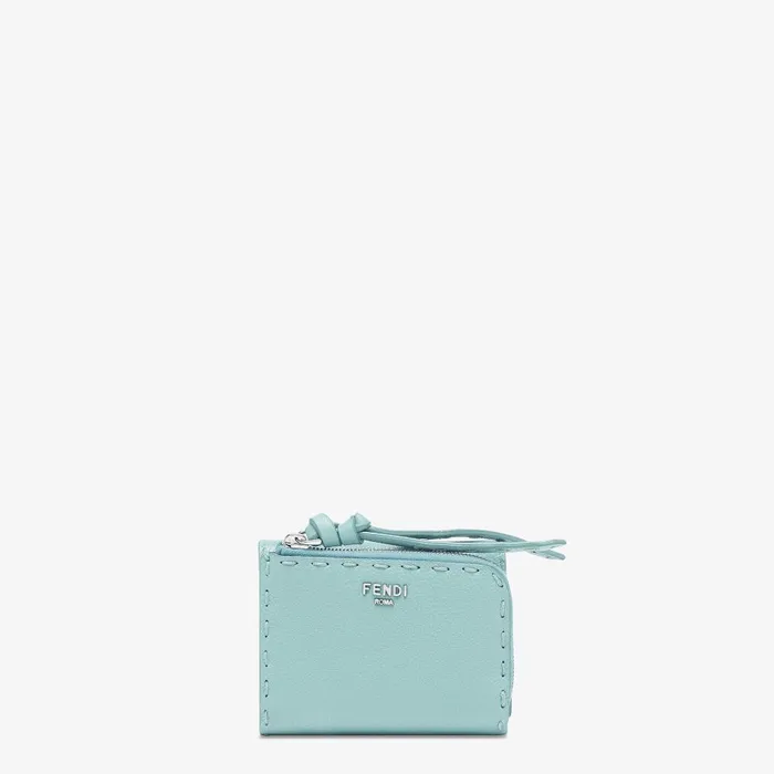 Fendi Wallets Peekaboo Micro Trifold Light Blue Selleria Wallet With 82 Handsewn Stitches 8211 Women Fendi Wallets Peekaboo Micro Trifold Light Blue Selleria Wallet With 82 Handsewn Stitches 8211 Women