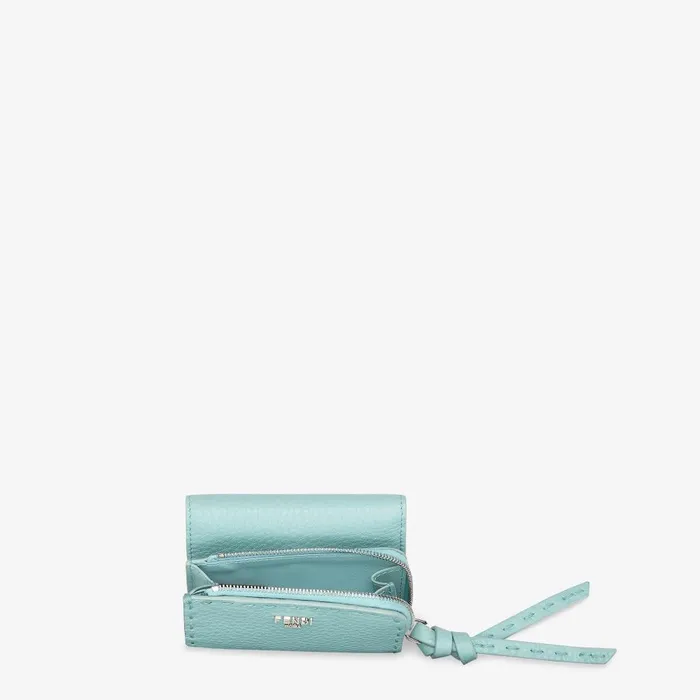 Fendi Wallets Peekaboo Micro Trifold Light Blue Selleria Wallet With 82 Handsewn Stitches 8211 Women