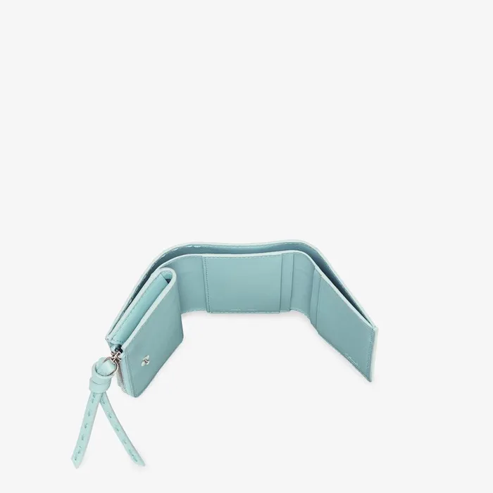 Fendi Wallets Peekaboo Micro Trifold Light Blue Selleria Wallet With 82 Handsewn Stitches 8211 Women