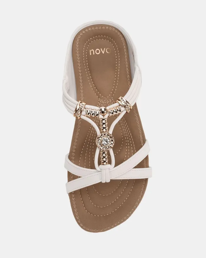 Flat Sandals NOVO Shoes Women ELGREEN WHITE Sandals