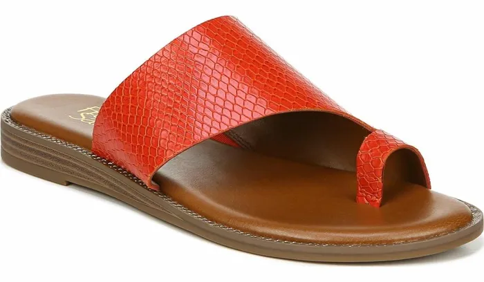 Flat Sandals Women Franco Sarto Franco Gem Sandal Bright Orange Leather