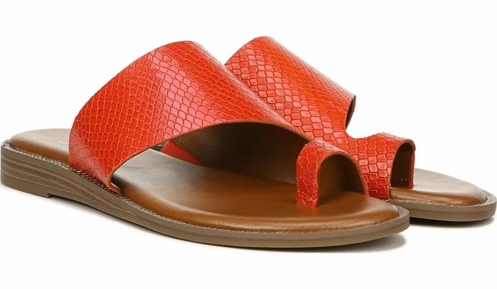Flat Sandals Women Franco Sarto Franco Gem Sandal Bright Orange Leather
