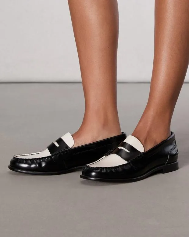 Flats Women Rag and Bone Carter Leather Loafer Blackwhite