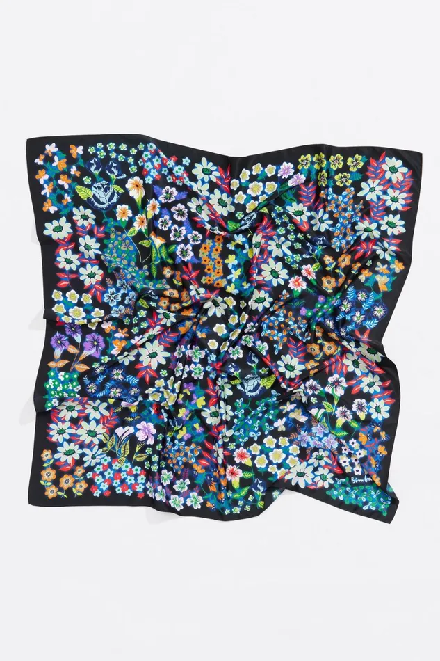 Floral Blurred Black Background Scarf Black Women Bimba Y Lola Scarves Floral Blurred Black Background Scarf Black Women Bimba Y Lola Scarves