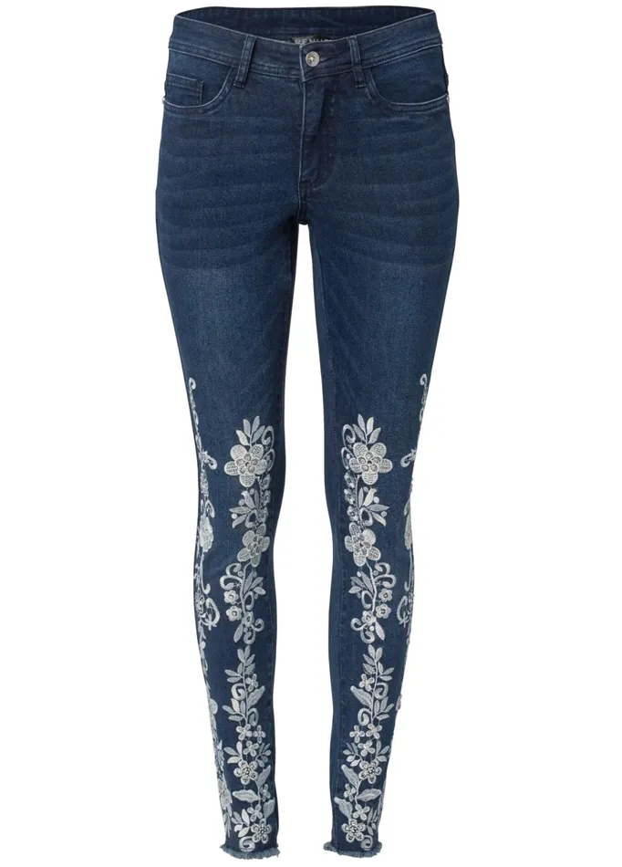Floral Embroidered Jeans Denim Blue Women VENUS Novelty Jeans