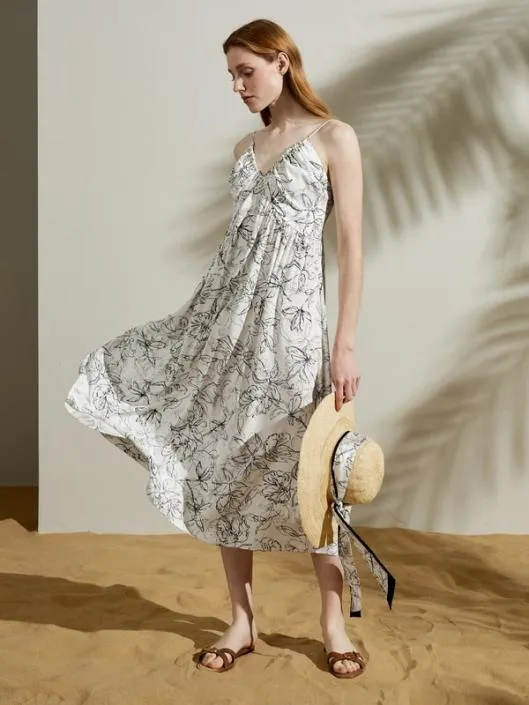 Floral Pattern VNeck Sleeveless Silk Dress 100 Mulberry Silk Women Jumpsuits Lilysilk Dresses Floral Pattern VNeck Sleeveless Silk Dress 100 Mulberry Silk Women Jumpsuits Lilysilk Dresses