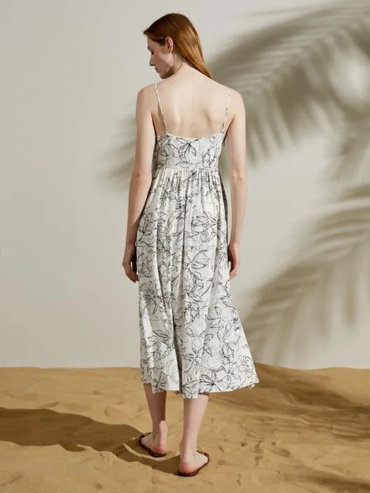 Floral Pattern VNeck Sleeveless Silk Dress 100 Mulberry Silk Women Jumpsuits Lilysilk Dresses