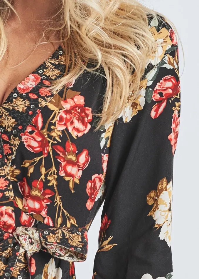 FLORAL PRINT MINI DRESS Black Multi Women VENUS Sundresses