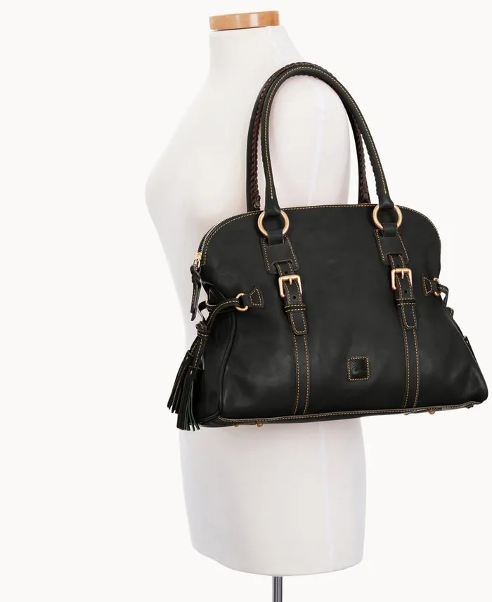 Florentine Domed Buckle Satchel Black Black Woman Dooney and Bourke Satchels Florentine Domed Buckle Satchel Black Black Woman Dooney and Bourke Satchels