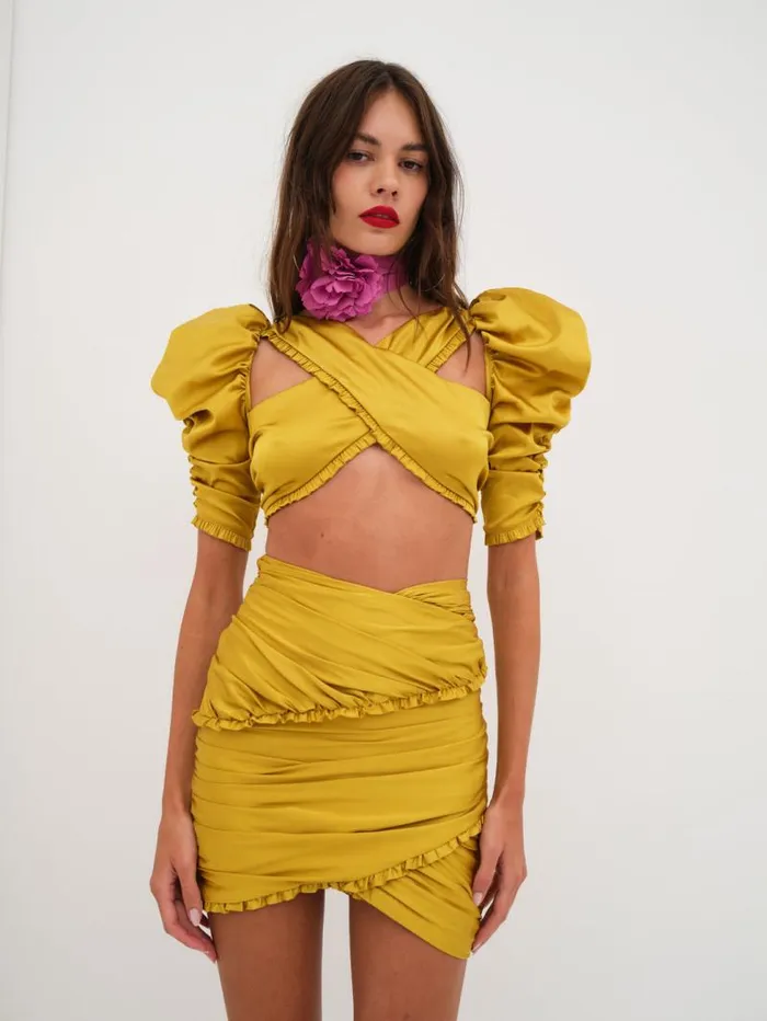 For Love and Lemons Bottoms Alia Mini Skirt Yellow 8211 Women
