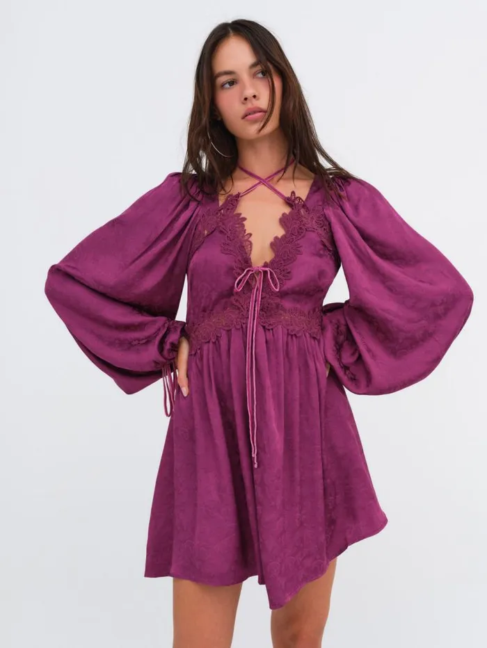 For Love and Lemons Dresses Henley Mini Dress Purple 8211 Women