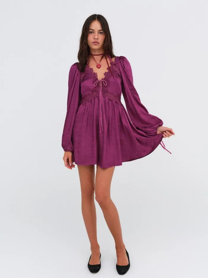 For Love and Lemons Dresses Henley Mini Dress Purple 8211 Women For Love and Lemons Dresses Henley Mini Dress Purple 8211 Women