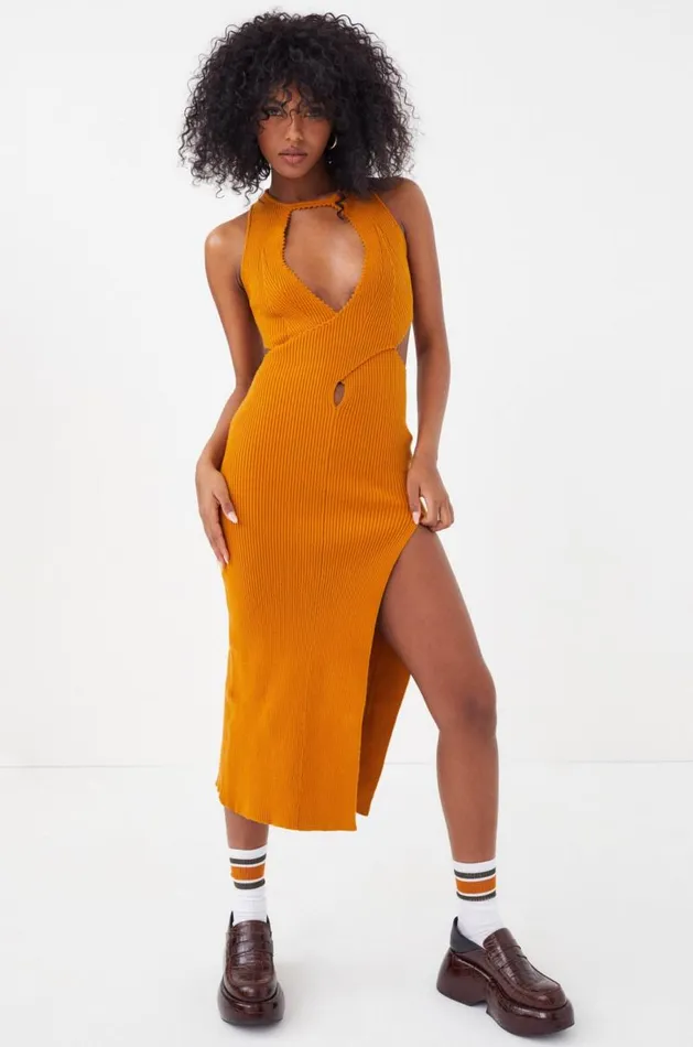 For Love and Lemons Dresses Maggie Midi Dress Orange 8211 Women