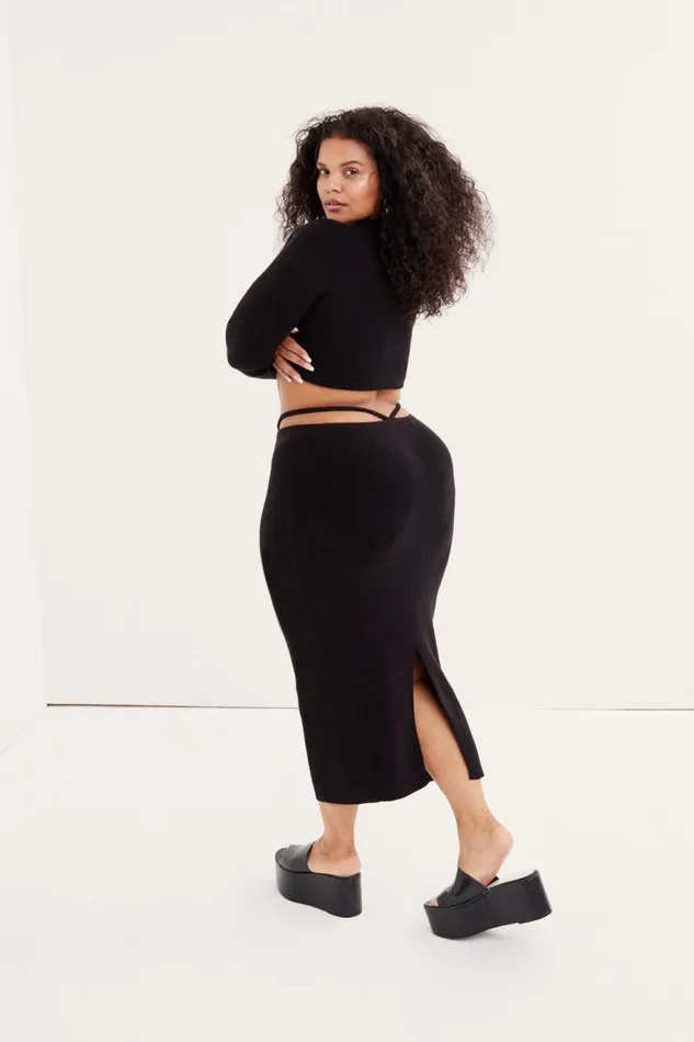 For Love and Lemons Knitwear Mona Midi Skirt Black 8211 Women