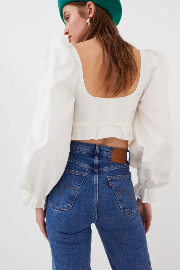 For Love and Lemons Tops Heather Long Sleeve Corset Top White 8211 Women For Love and Lemons Tops Heather Long Sleeve Corset Top White 8211 Women