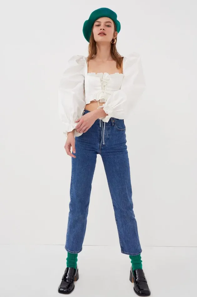 For Love and Lemons Tops Heather Long Sleeve Corset Top White 8211 Women For Love and Lemons Tops Heather Long Sleeve Corset Top White 8211 Women