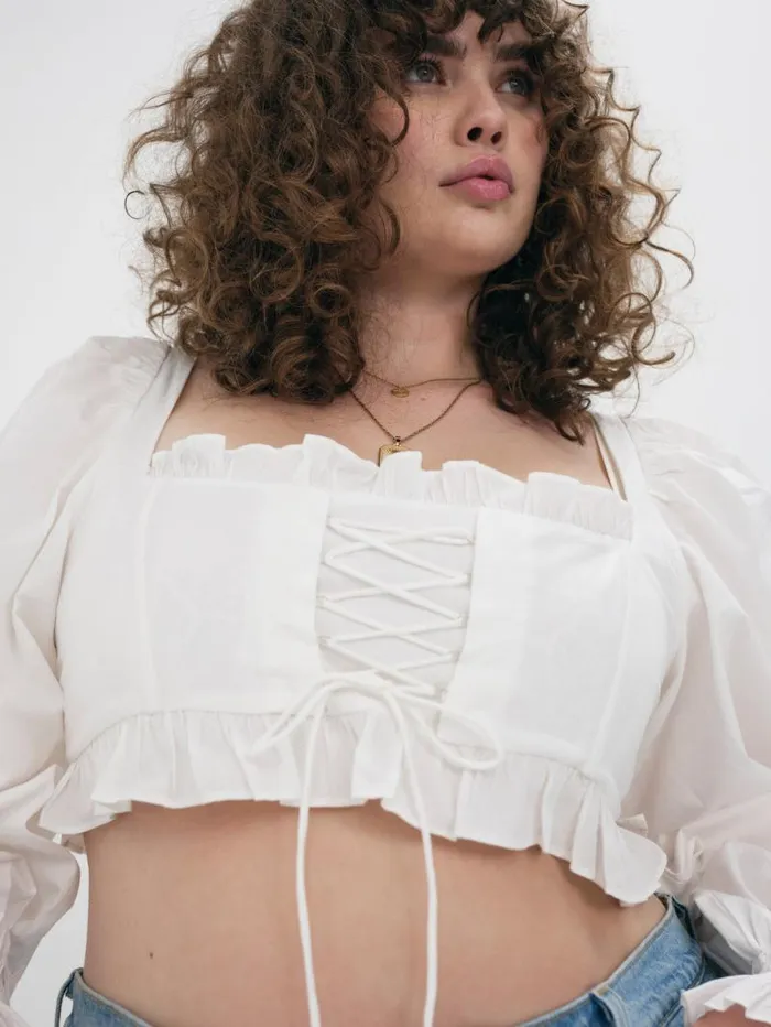 For Love and Lemons Tops Heather Long Sleeve Corset Top White 8211 Women For Love and Lemons Tops Heather Long Sleeve Corset Top White 8211 Women