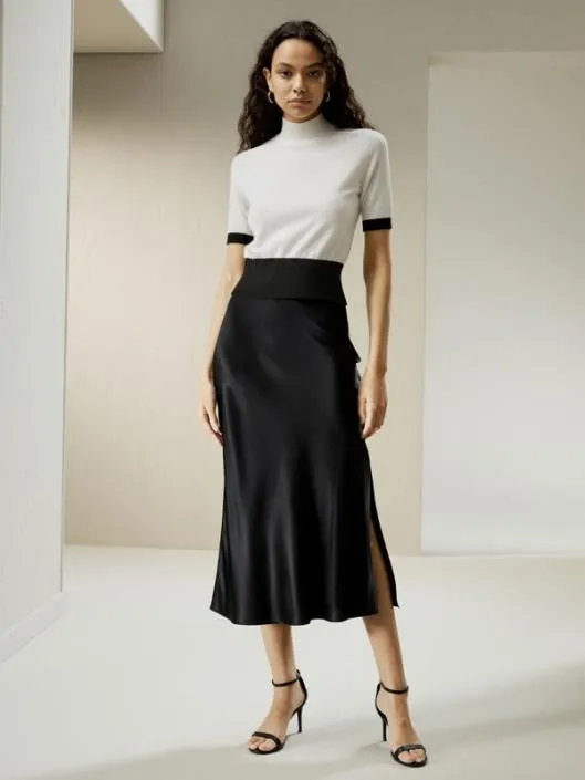 Gemini Mock Neck Cashmere Shirt Women Lilysilk Knitwear