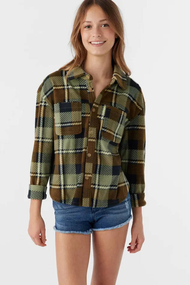 GIRL039S BENNET SUPERFLEECE FLANNEL SHIRT Lint Kids O039NEILL Girl039S Clothing