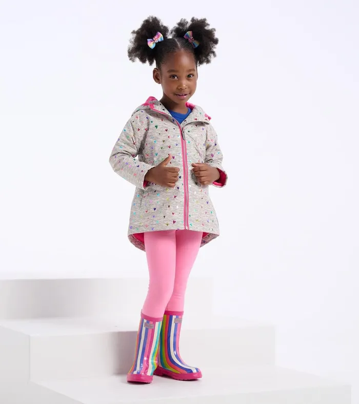 Girls Confetti Hearts ZipUp Lightweight Rain Jacket Hatley