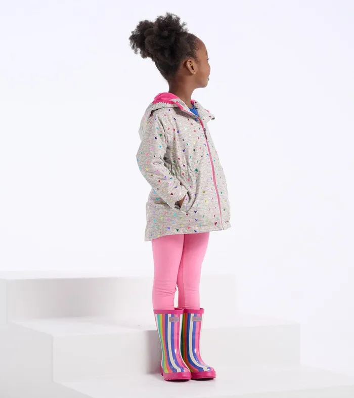Girls Confetti Hearts ZipUp Lightweight Rain Jacket Hatley