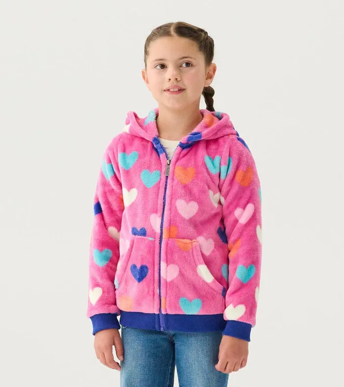 Girls Hearts Fleece ZipUp Hoodie Hatley