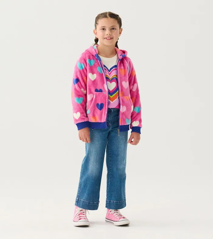 Girls Hearts Fleece ZipUp Hoodie Hatley